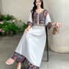 Cross-border Seven-quarter-sleeved Cotton and Silk Dress, Literary and Retro Ethnic Style Beach Skirt, Yunnan Travel and Vacation Long Skirt
