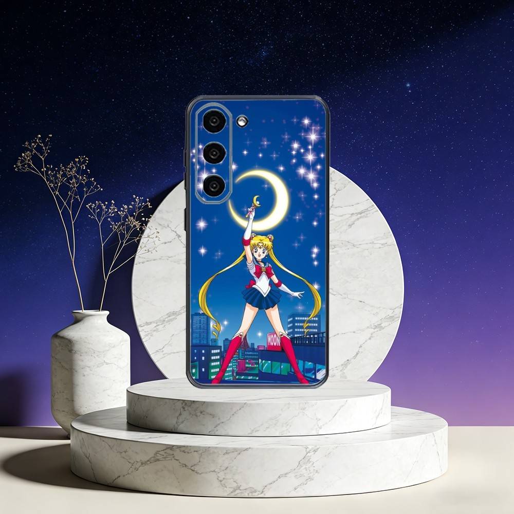 S-Sailor Moon Anime Phone Case For Samsung Galaxy A73,A72,A71,A70,A53,A52,A51,Others Soft Black Cover