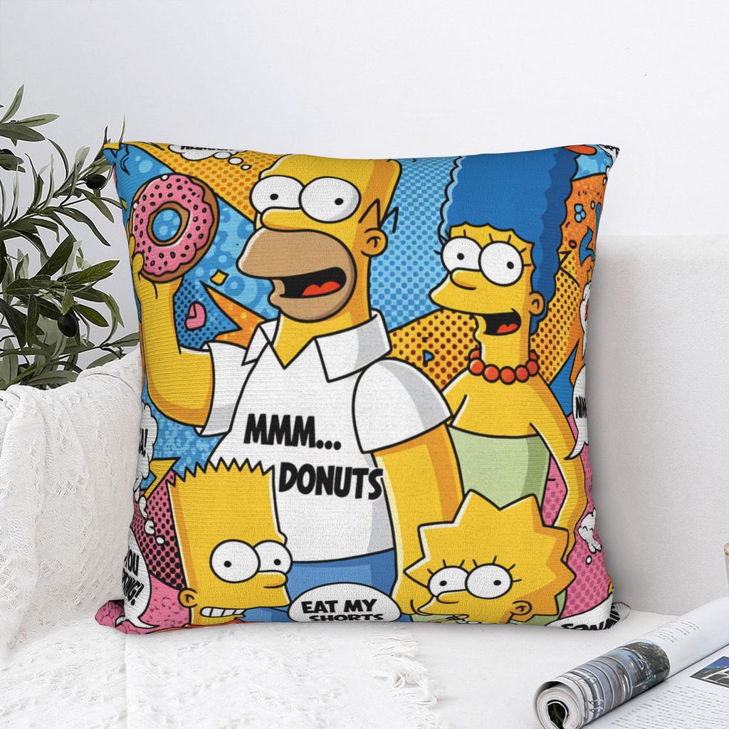 Funny SSimpsons Pop Art Quotes Pillow Case Comfy Pillow Cover For Sofa Home Decor Retro Trendy Pillowcases