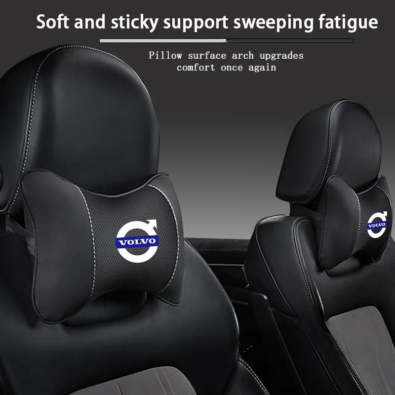 Leather Car Seat Headrest Memory Foam Comfort Neck Pillow Auto Interiors For Volvo Rdesign XC60 XC40 V60 V40 EX30 XC90 S60 V50