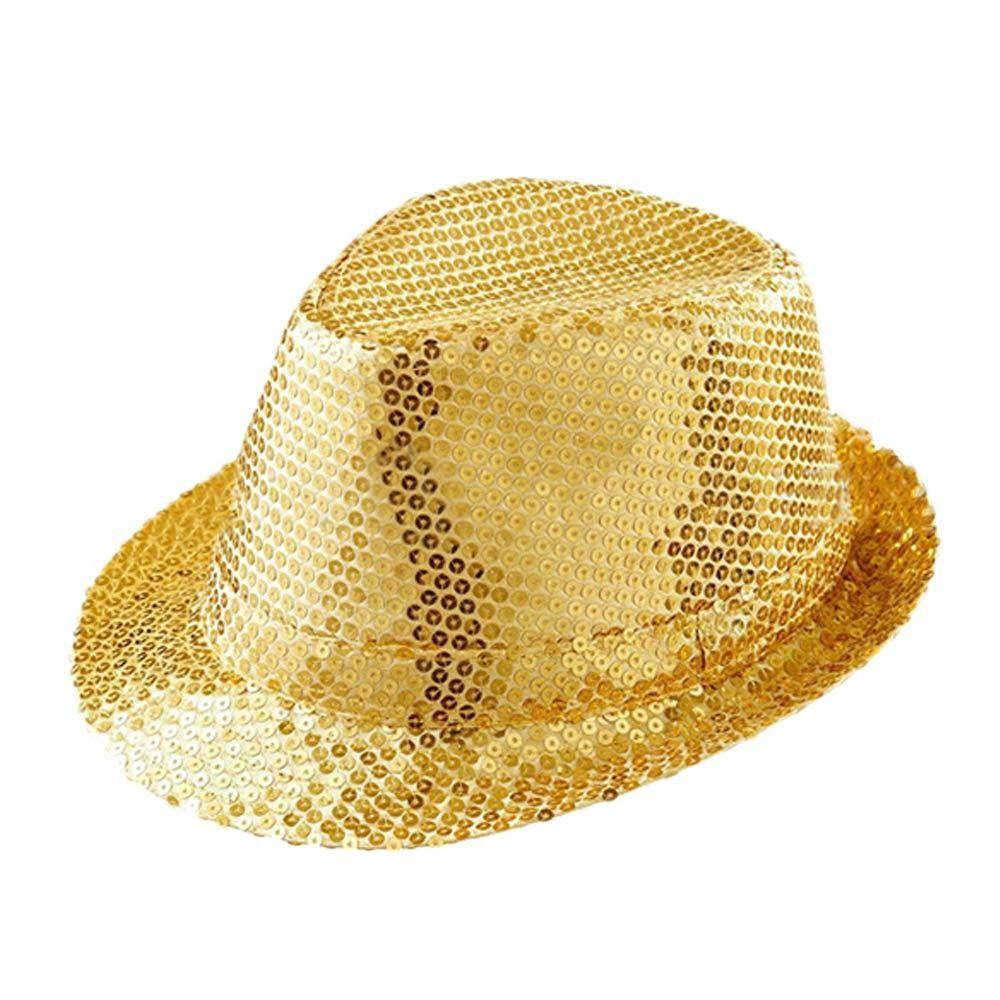 Shiny Sequined Hat Tie Gloves Set Masquerade Disco Stage Performance Costume  for Men Women
