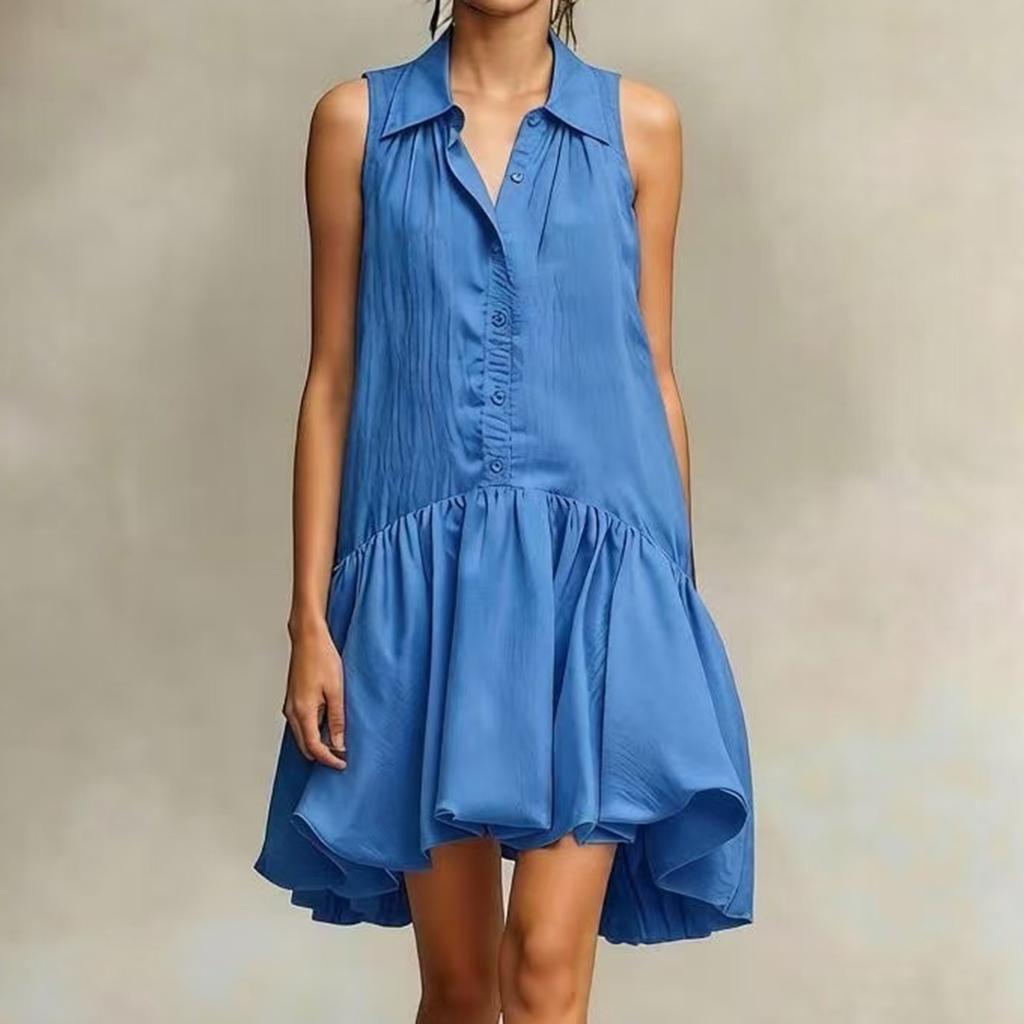 Women's Ruffled Sleeveless Dress With Frills