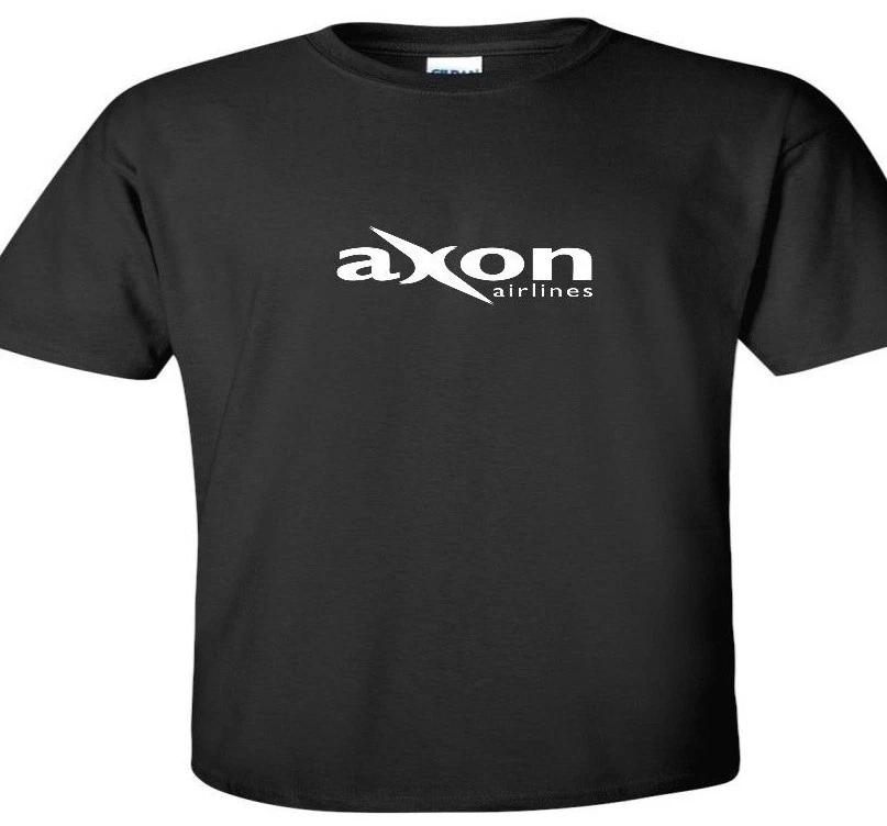 Axon Airlines White Logo Greece Greek Aviation Geek Funny Black Cotton T-Shirt 2XL