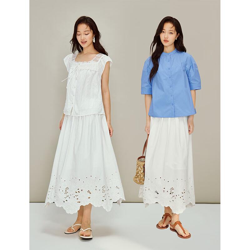 INMAN French Lace Embroidered A-Line Skirt