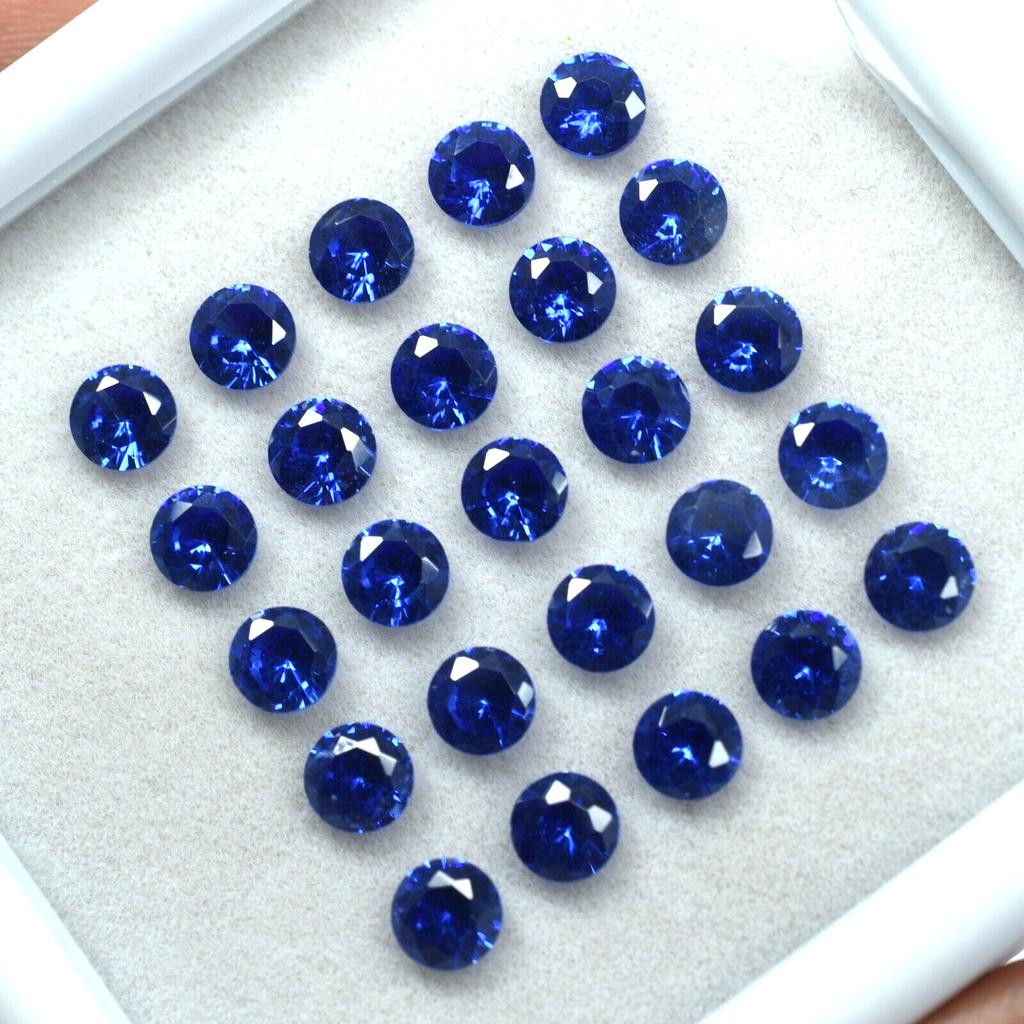 20 Pcs Natural Blue Sapphire Round Ring & Jewelry Gemstone CERTIFIED Lot 5x5 Mm Y-62150524