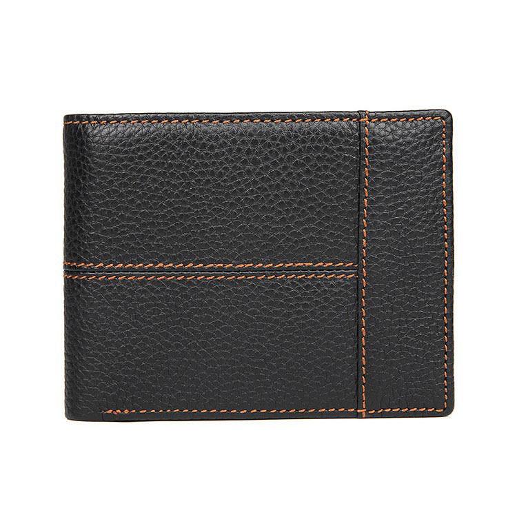 "Retro European & American Men's RFID Leather Wallet: Short Multi-Card Dollar Clip"