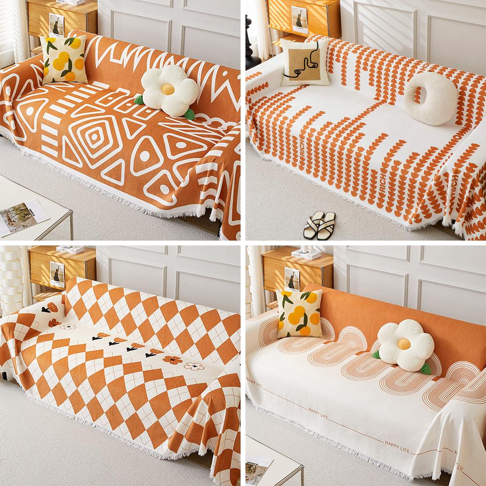 Chenille Boho Style Sofa Towel Dust-proof All-Season Universal for Living Room Camping Picnic Large Blanket Leisure Beach Towel