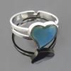 2Pcs Big Love Heart Mood Shaped Color Changing Silver Couple Rings Adjustable Ring Women Arts Crafts Fashion Gift Jewelry