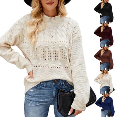 Women's Casual Lazy Solid Color Fashion Long-sleeved O-neck Pullover Sweater Top