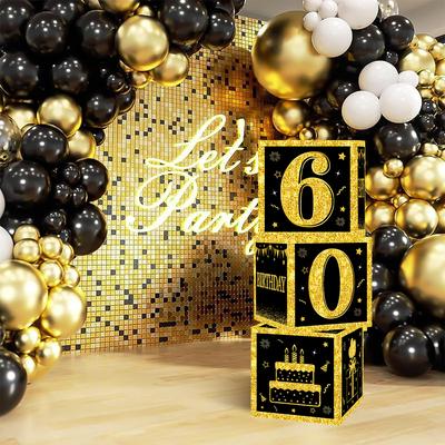 Black Gold Birthday Number Box Happy DIY 0-9 Birthday Party Decoration Kids Adults Birthday Party 18 30 40 50 Anniversary Decor