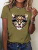 T-shirt d'été vintage pour femme avec imprimé léopard et graphique tigre, manches courtes, respirant, décontracté, col rond, vêtements pour femme