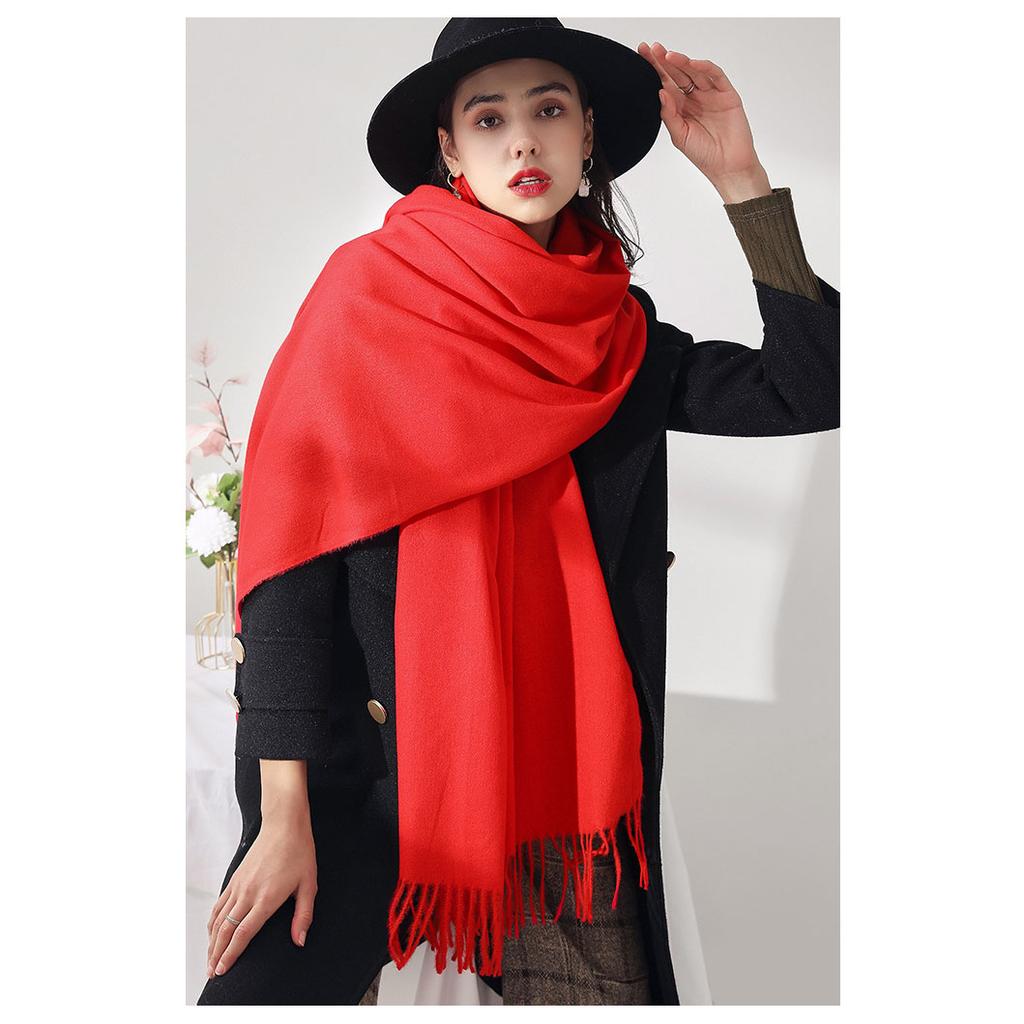 2021 outono inverno nova cor sólida imitação cachecol de caxemira médio longo quente doce moda borla cachecol