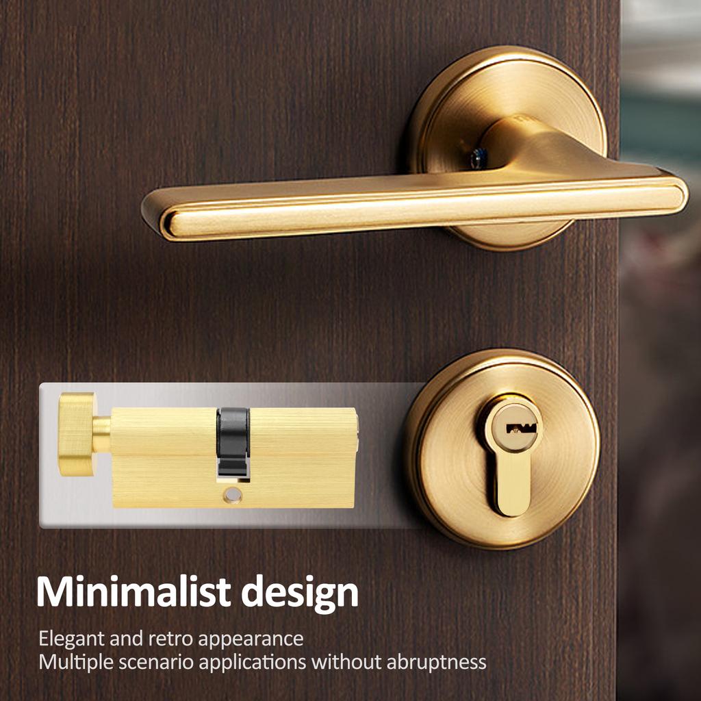 4Pcs Family Anti-theft Solid Brass Lock Cylinder Rustproof Barn Door Lock Safe Brushed Brass Cylinder Bolt Effective Protection