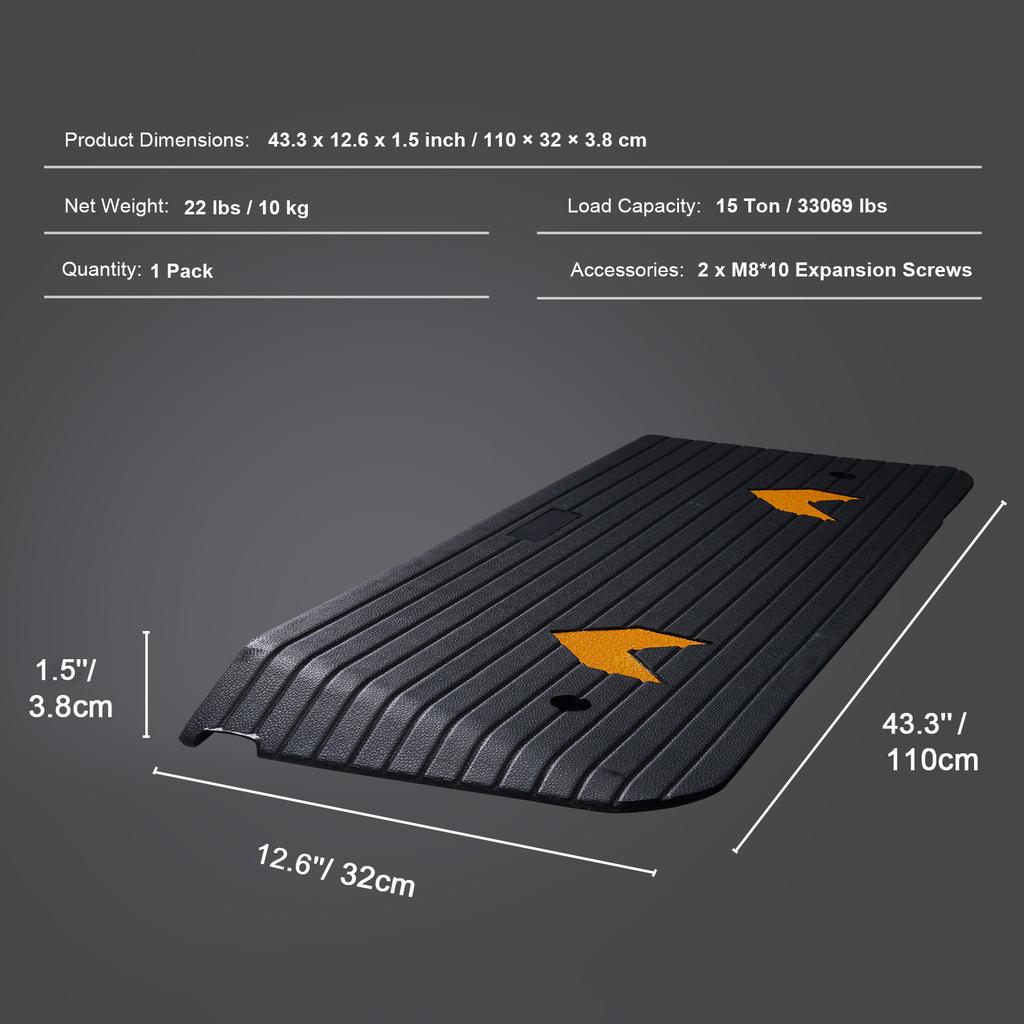 SucceBuy Multi Size Driveway Curb Ramps Portable Non-Slip Lightweight Rubber Threshold Car Ramp for Wheelchair Scooter