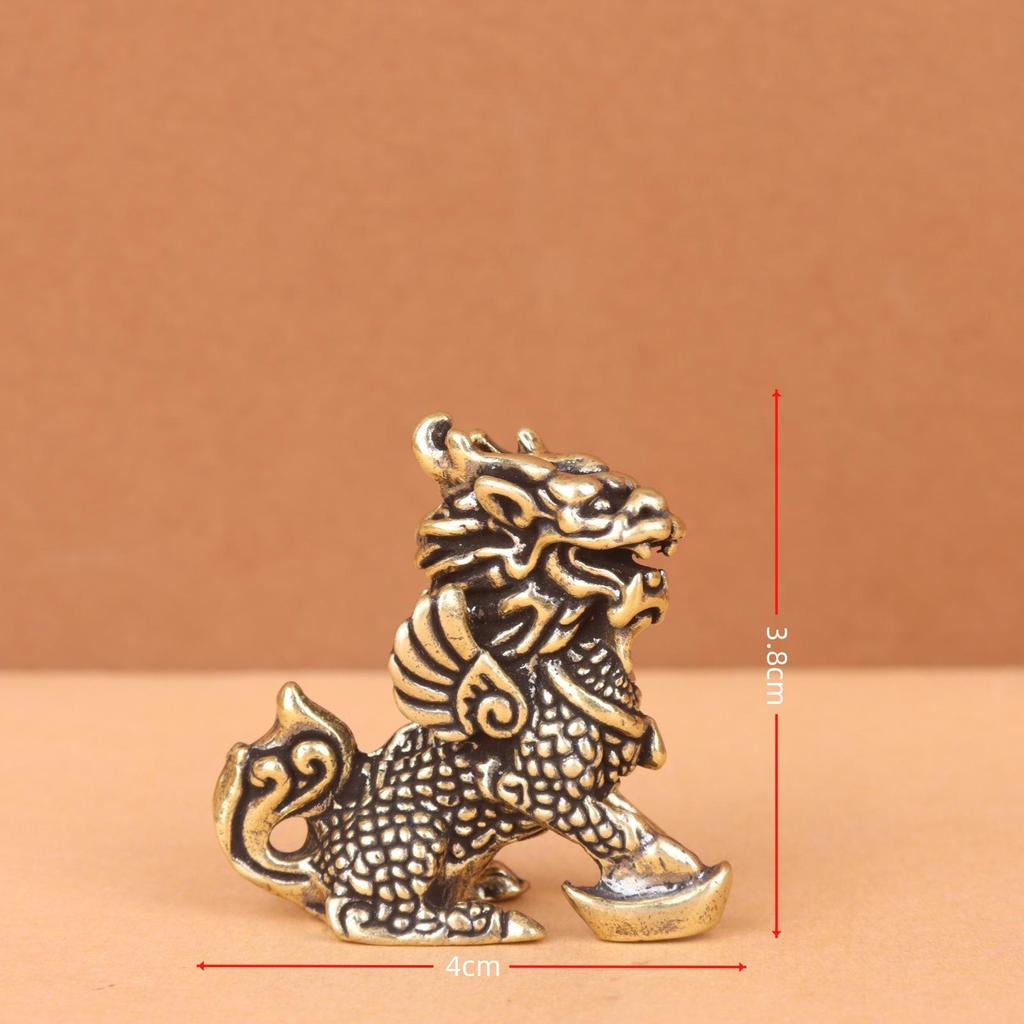 Brass Qilin Pair Ornaments for Home, Shop, Bedroom, Office, and Living Room Protection