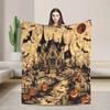 Cozy Flannel Blanket Featuring Halloween Themes Like Pumpkins, Bats, And Castles. It'S Soft, Warm, And Safe for The Skin, Suitable for Machine Washing