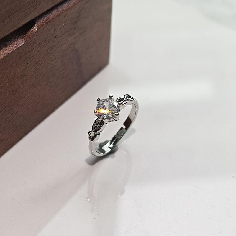 6Pcs Simple single zirconia ring with adjustable opening finger ring wedding accessory ring
