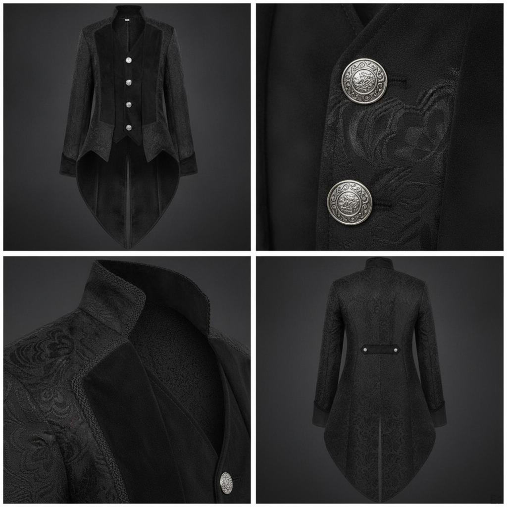 Historic Frock Coat | Ornate Floral Pattern, Tailcoat with Faux Waistcoat, Tailcoat, for Theatrical
