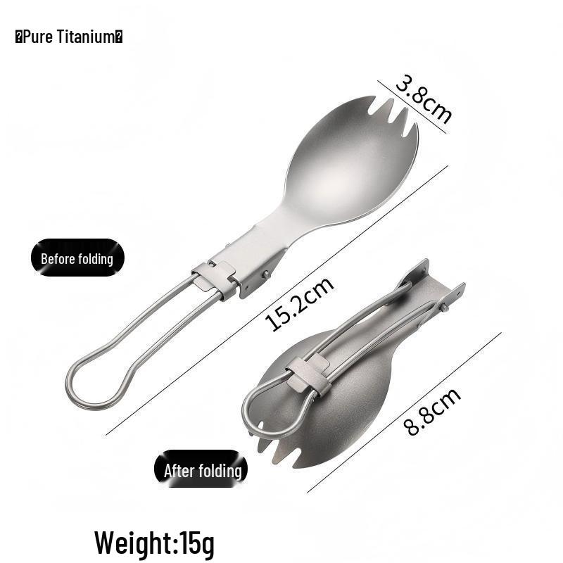 Liang Sheng Ultra-light Titanium Folding Cutlery Set: Spoon, Fork, Chopsticks for Camping, Picnic, Travel, and Hiking.