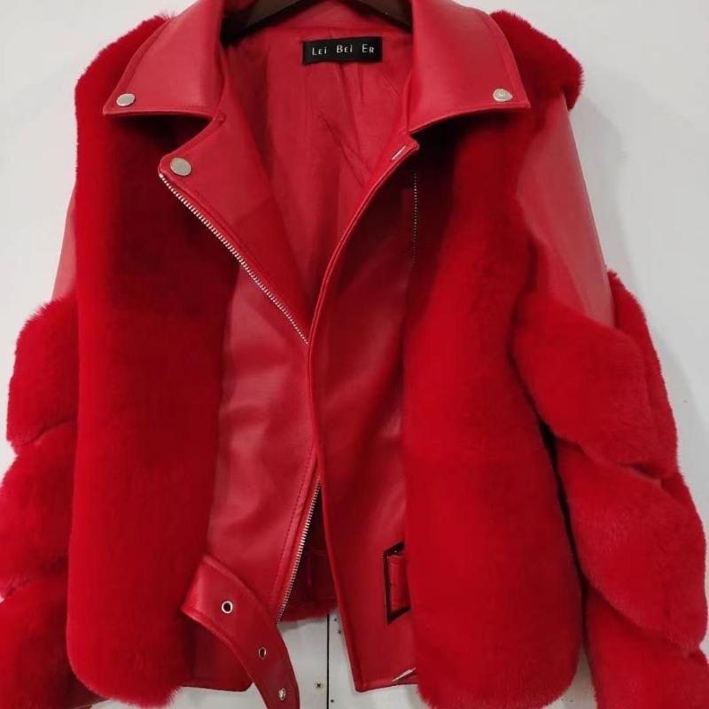 New imitation fox fur imitation coat women's locomotive short thin imitation fur coat
