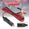 Car Cigarette Lighter Socket Male Plug Adapter Power Cord 15A Fuse Crocodile Clip Battery Extension Cord With LED Lights 12V-24V
