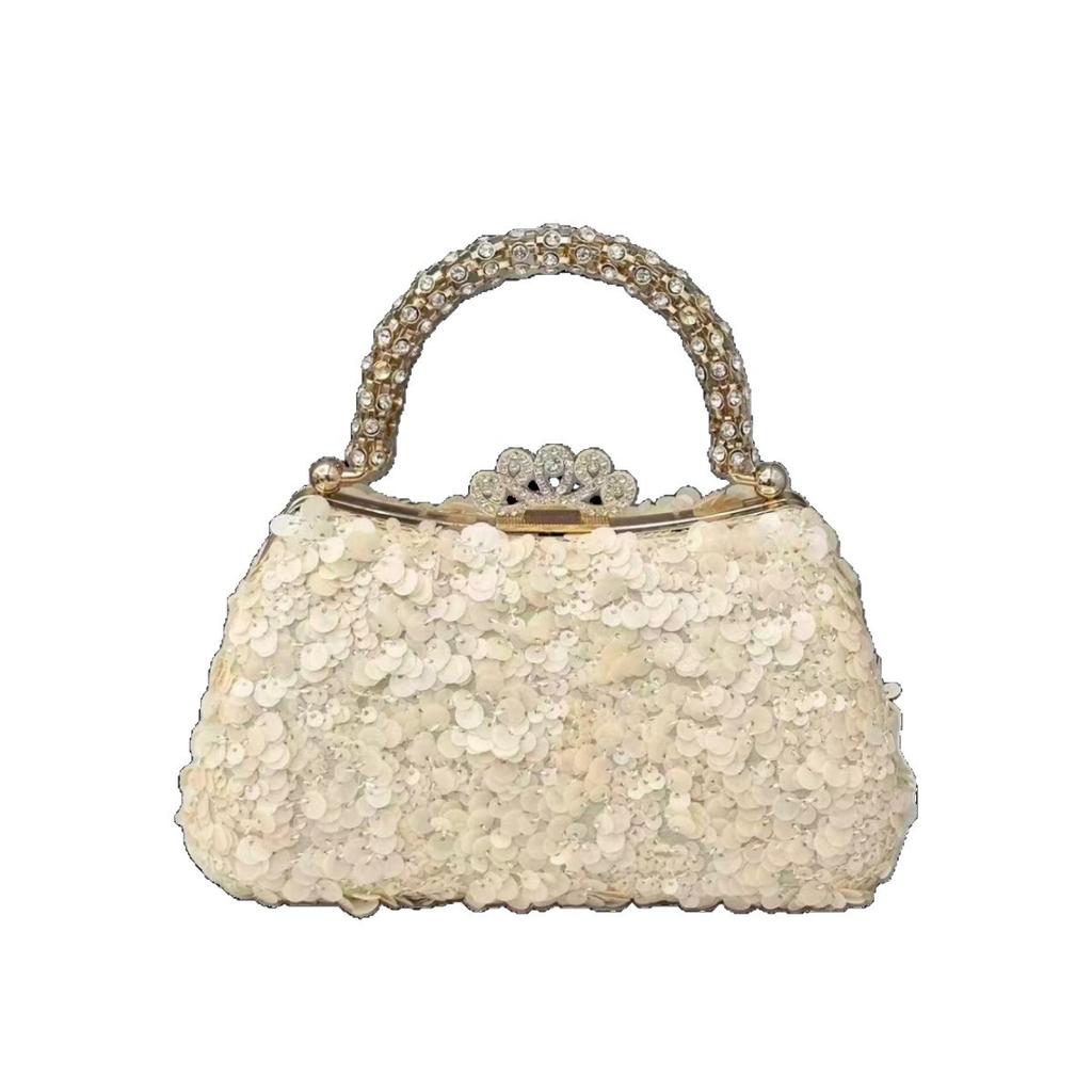 Wedding premium light luxury sequined bead handbag foreign trade dress party handmade dinner bag