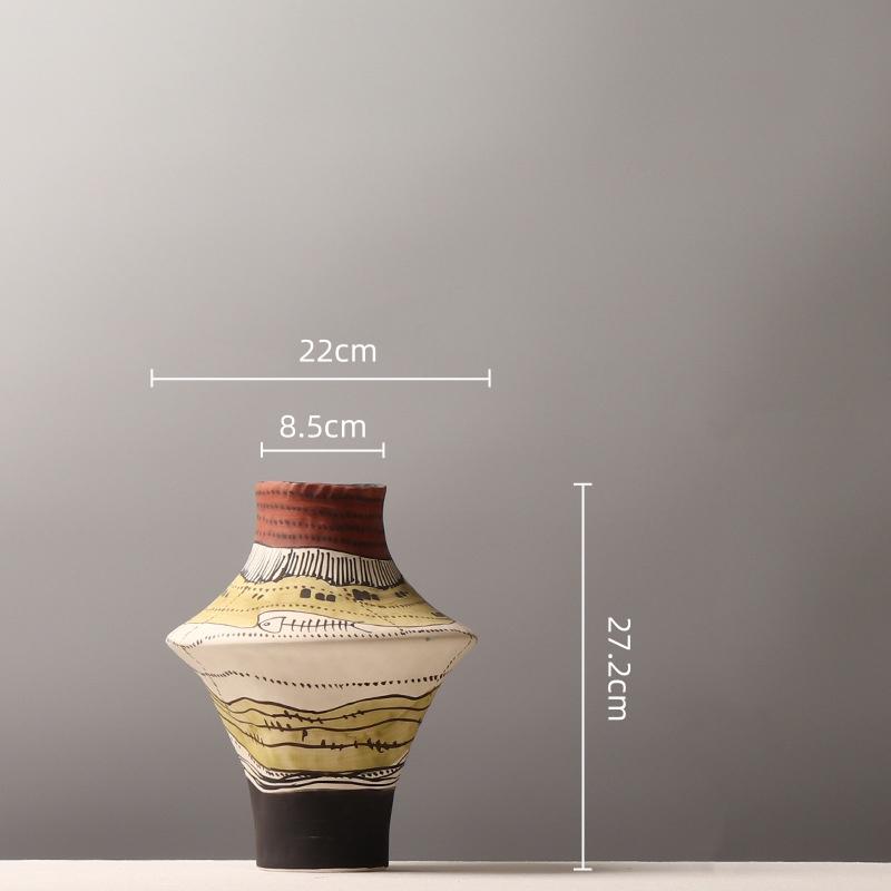 Керамическая ваза Геометрически неправильная бутылка Цветное граффити Фарфоровая бутылка Керамическое ремесло Ваза для цветов Украшение дома