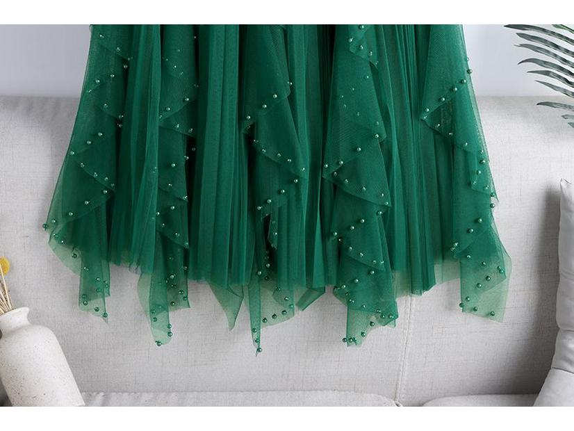 Women's Irregular A-line High Waist Mesh Skirt, 2025 Spring/Autumn