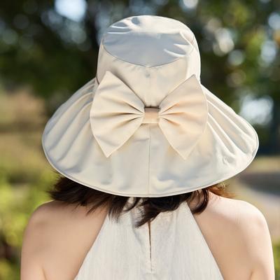 Bow Visor Hat 2025 Summer New Large Brim UV Protection Vinyl Sun Protection Hat Outdoor Bucket Hat