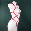 Жіноча червона білизна, бондажна мотузка, боді з регульованою високою еластичністю та декоративним дизайном черепашачого панцира