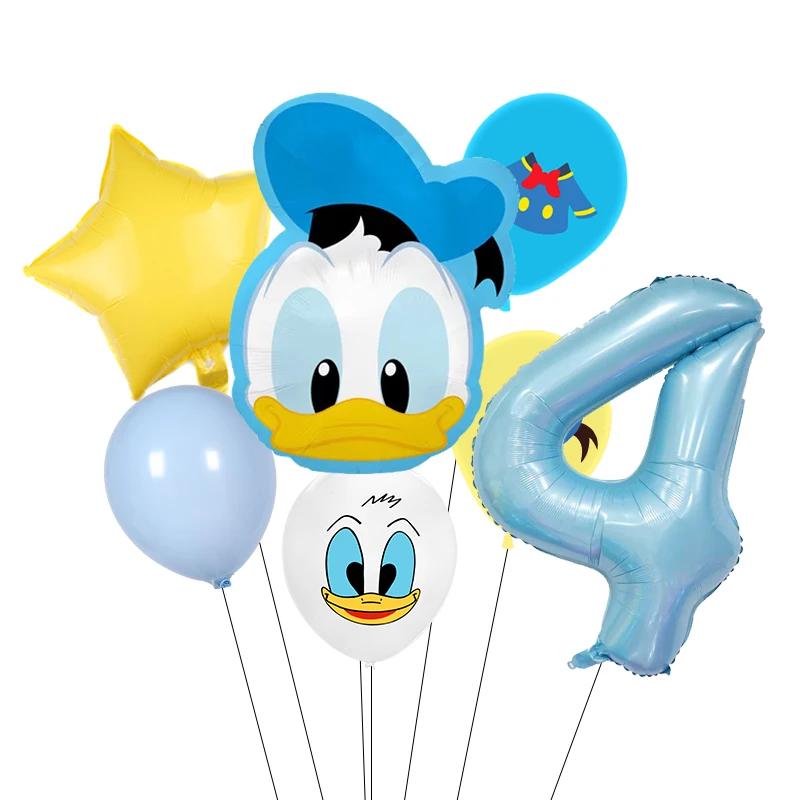 Cartoon Donald Number Duck Daisy Aluminum Film Balloon Set Spherical DIY Birthday Arrangement Party Decoration Balloons Kawaii