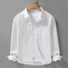 Spring and Summer Long Sleeve Mens Shirts Korean Version Solid Color Slim Shirts Comfort Pure Cotton Turn Down Collar Solid Color Casual Tops