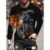 Street Trend Men's Casual Pullover Top Wolf King 3D Printed Men's Loose Long Sleeve T-shirt Simple Casual Men's Long Sleeve