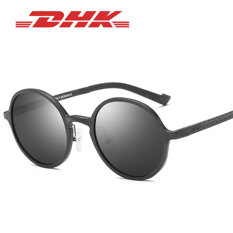 Óculos de Sol Masculinos Redondos Retrô Polarizados de Alumínio-Magnésio para Dirigir e Ciclismo 8552