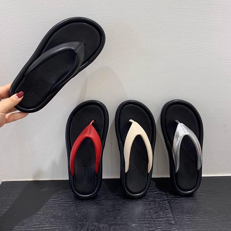 Fashion Women's Shoes Silver Ladies' Slippers Rubber Flip Flops Platform Shale Female Beach Luxury Slides Hawaiian Soft Summer Sabot