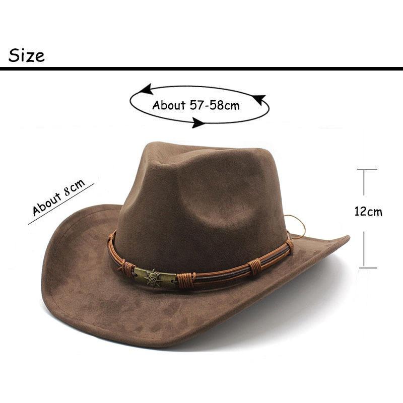 New Suede Warped Western Cowboy Hat Men's Outdoor Travel Hat Rolled Brim Ethnic Style Hat Felt Hat
