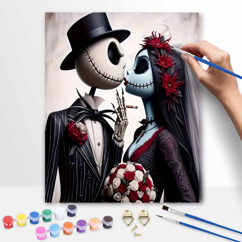 Disney Oil Paint Art Painting Kit Jack Skellington Sally Home Wall Decor 20x30cm