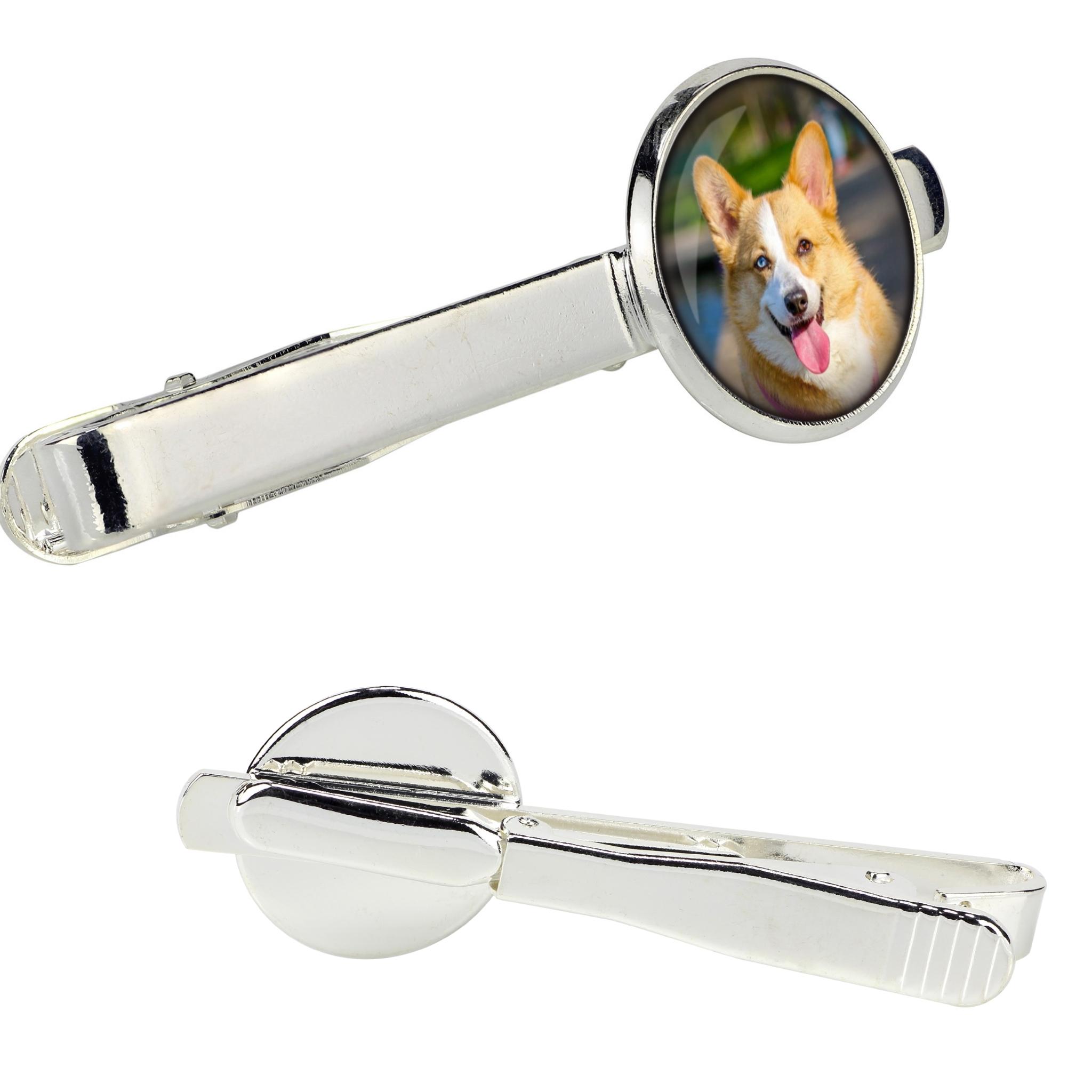 

Cardigan Welsh Corgi - tie clip in a box, stylish tie, personalized jewelry from the Art-Dog brand срібний