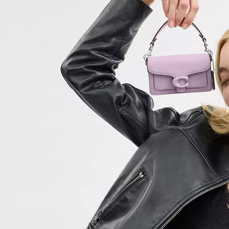 Coach Tabby 12 Logo Polished Pebble Leather Mini Shoulder Bag Women Shoulder Bag Light-Purple CN732-LHSF1