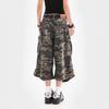 JYL Unisex Camo Jeans Summer Cropped Loose Neutral Style Cargo Denim Pants
