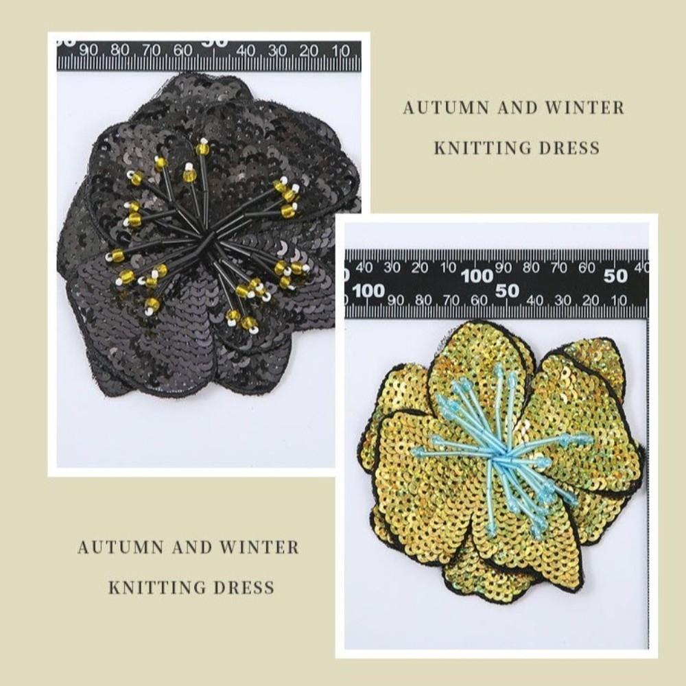 Colorful Sequins Flower Applique Handmade Beads Repair Hole Applique Clothing Decoration