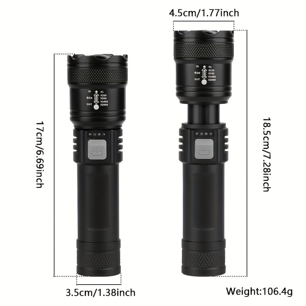 Telescopic zoom flashlight with built-in rechargeable handheld home safety lighting, durable structure, emergency preparation, essential for camping