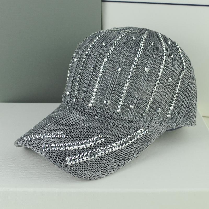 

Hat trendy versatile cap spring and autumn mesh hat shading sun hat breathable fashion diamond baseball cap Adjustable сірий колір