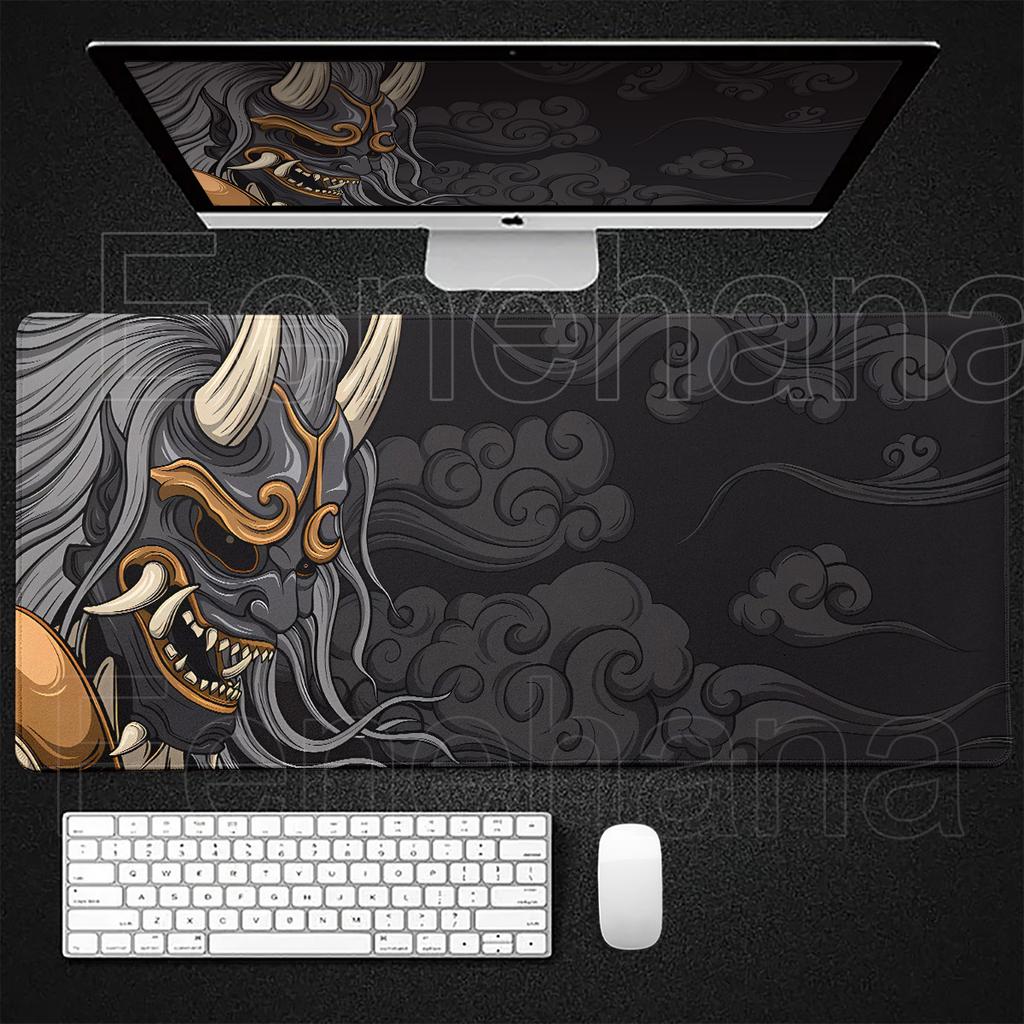 Black Ghost Face Nonslip Mouse Pad Gamer Desk Mat HD Print Japanese Samurai Devil Mask PC Gaming Accessories Computer Table Pad