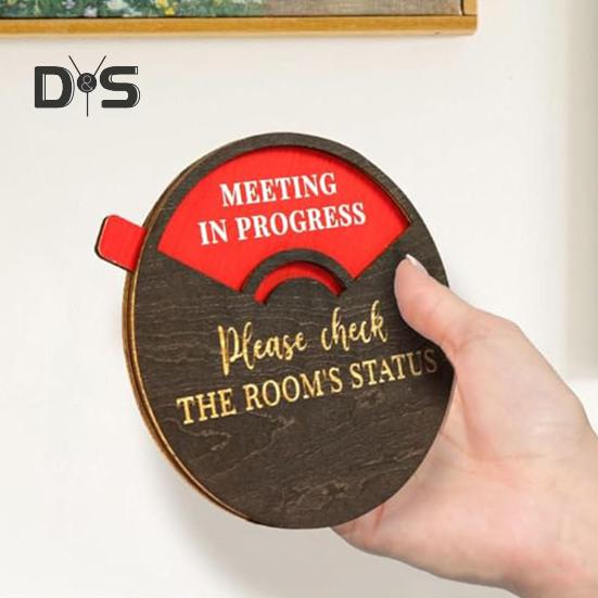 Rotatable Wooden Office Door Sign Meeting In Progress Office Door Busy Sign Welcome Please Knock Meeting Room Door Plaque Decoration