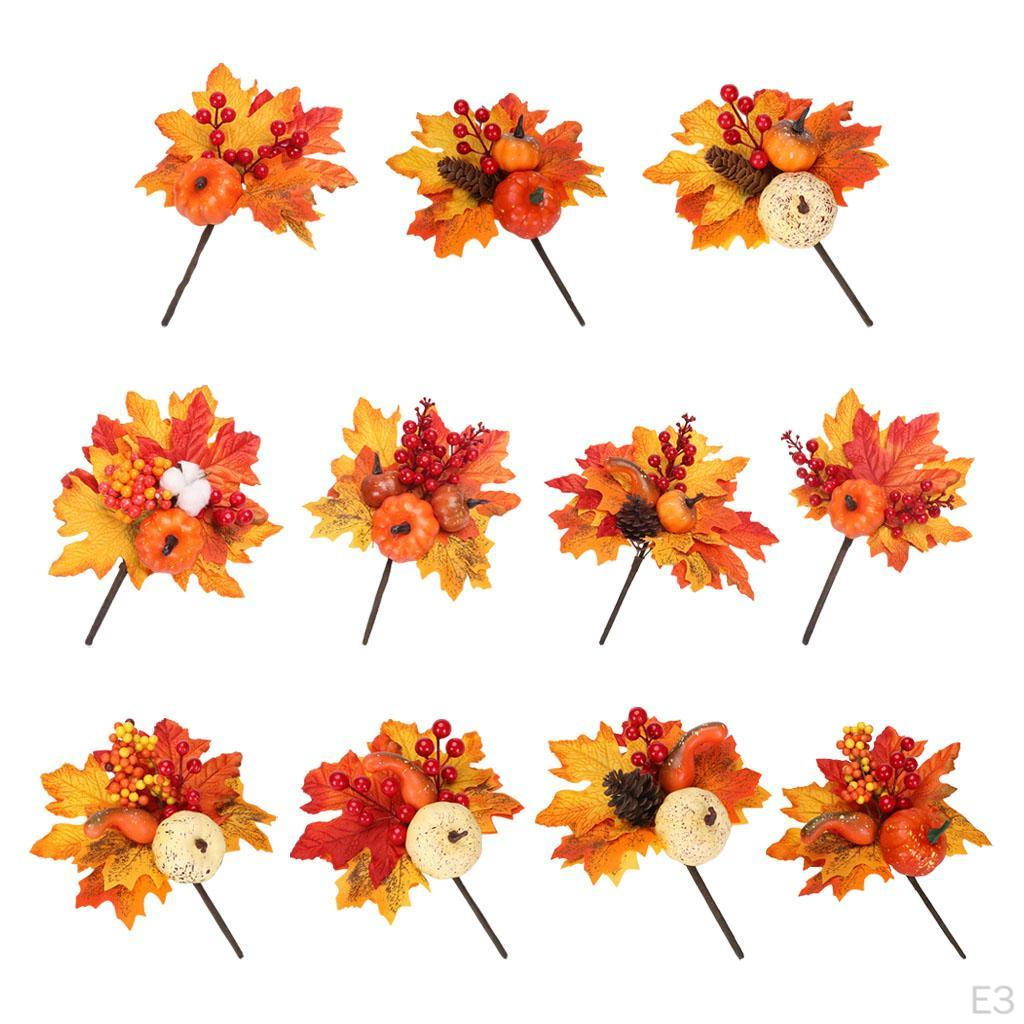 Artificial Maple Branches Vine Foliage with Pumpkin DIY Halloween Decor Kitchen Festival Table