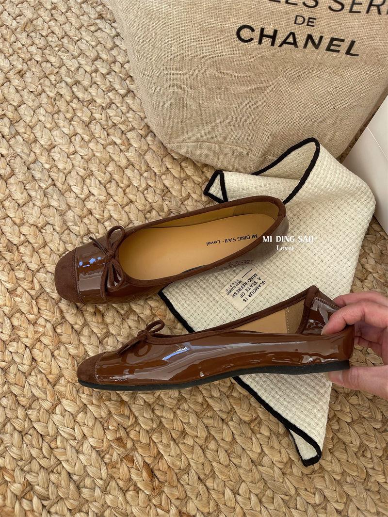 

MIDING Mi-machi, soft jiji inner height increase single shoes femininity shallow bow ballet ladyshoes 39