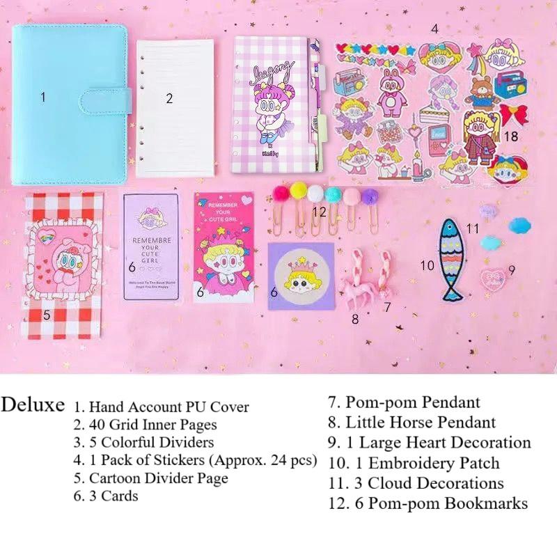 Fairy Instagram Style Hand Account Book Set Cute Macaron Color Girlish Notebook Journal with Stickers and Decorative Accessories Perfect Gift for Girl