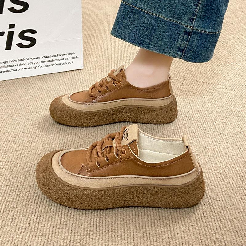 Retro Thick-soled Women's Spring and Autumn New Breathable Versatile Soft-soled Sports and Leisure Board Shoes Women