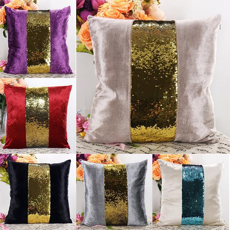 Sequins Throw Pillow Case Middle Tone Glitter Cushion Cover 45*45cm Square Polyester Covers for Home